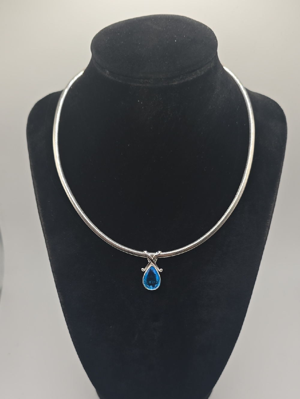 Effy Sterling Silver Necklace with Blue Crystal Teardrop Pendant